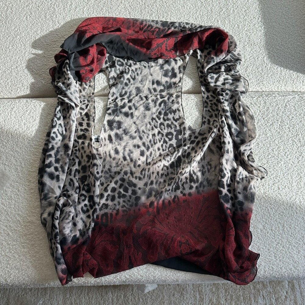 Women's Red & Black Cheetah Print Shawl – Bold & Versatile Accessory (One Size)